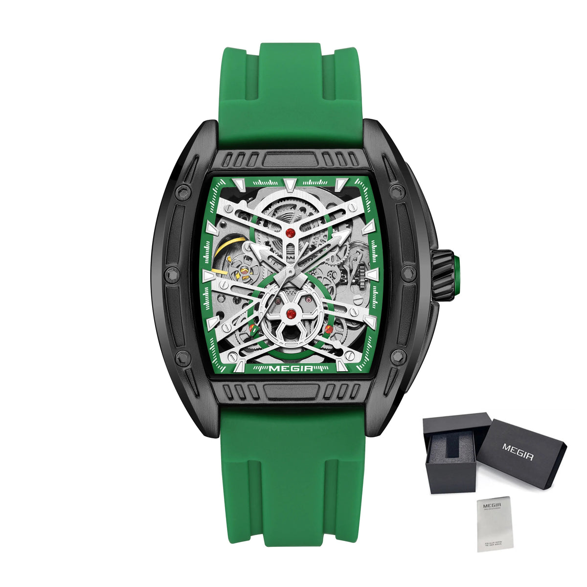 MEGIR Original Luxury Sport Watch for Men Silicone Band Automatic Mechanical Movement WristWatches Luminous Clock Reloj Hombre 8601