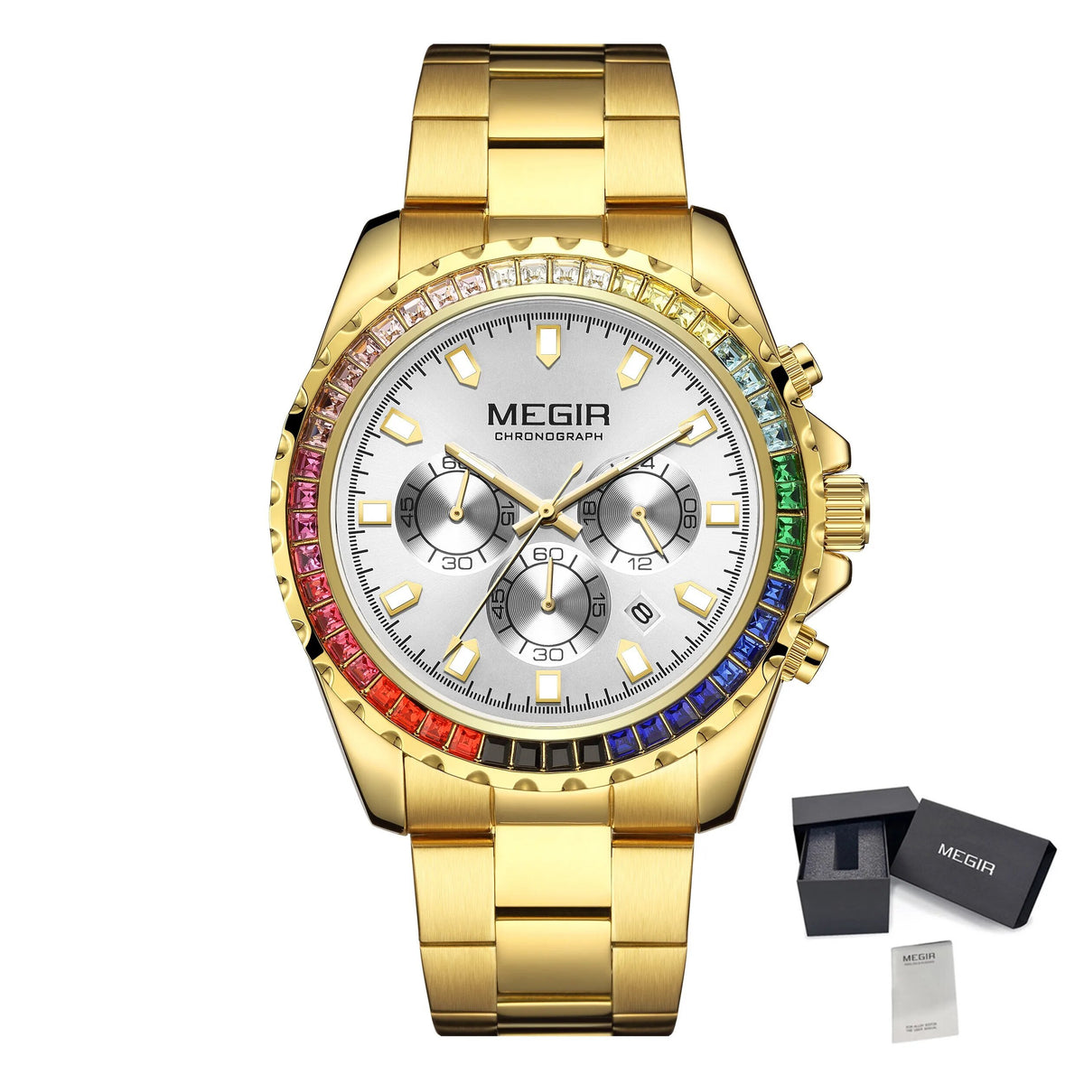 MEGIR Men Watches Luxury Military Quartz Wristwatch Waterproof Stainless Steel Strap Business Watch Chronograph Date Clock Relogio Masculino 2227