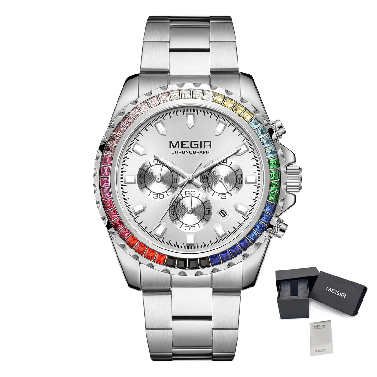 MEGIR Men Watches Luxury Military Quartz Wristwatch Waterproof Stainless Steel Strap Business Watch Chronograph Date Clock Relogio Masculino 2227