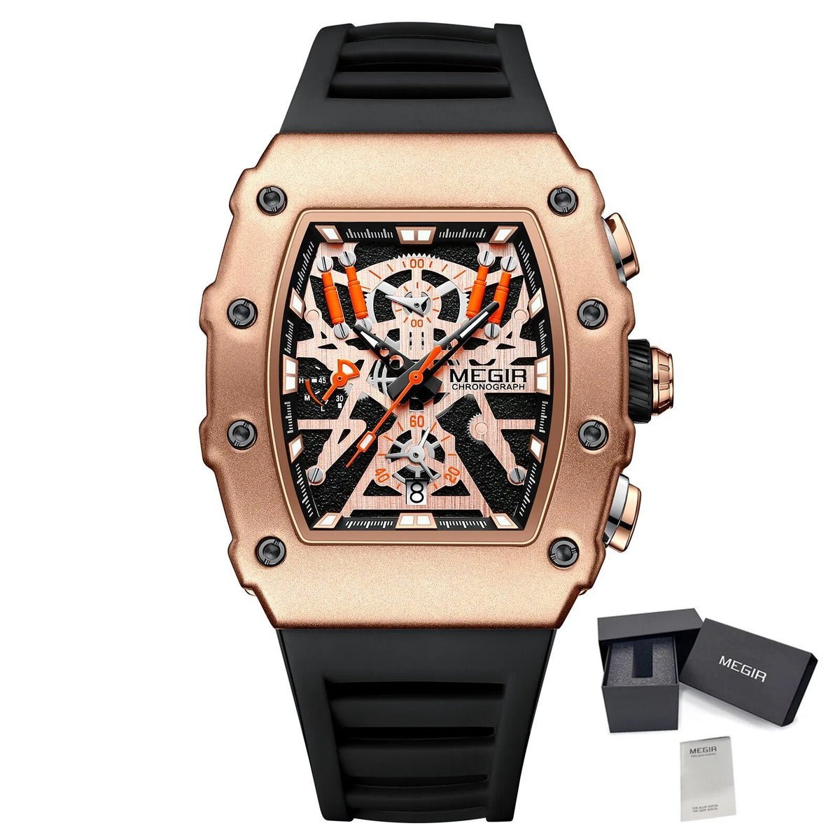 MEGIR Luxury Outdoor Sport Wristwatch for Men Silicone Waterproof Watches Quartz Military Watch Male Clock Chronograph 2218