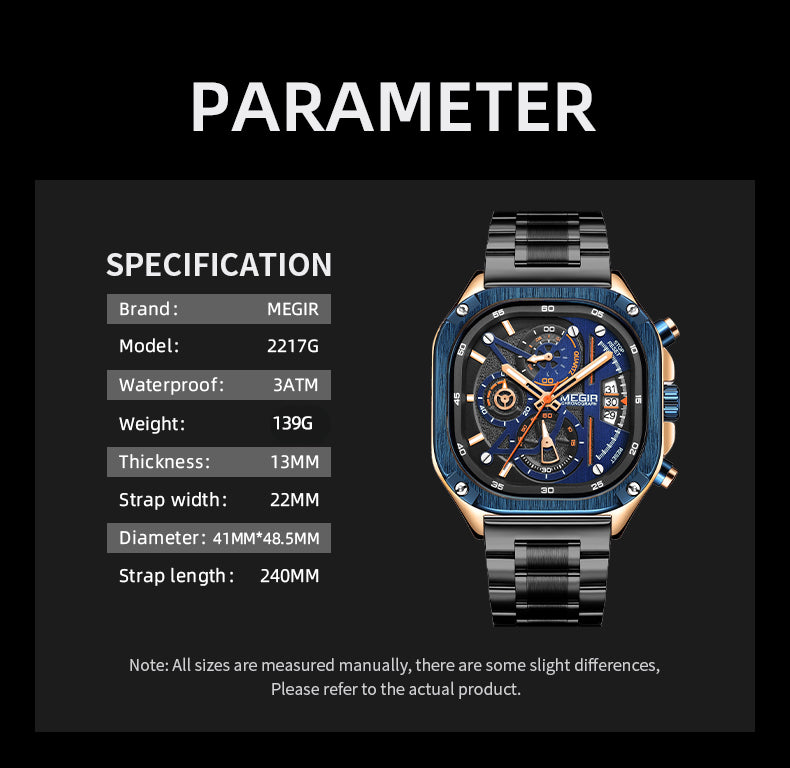 MEGIR Sports Military Watches for Men Luxury Business Casual Wristwatches Waterproof Date Clock Chronograph Reloj Hombre 2217