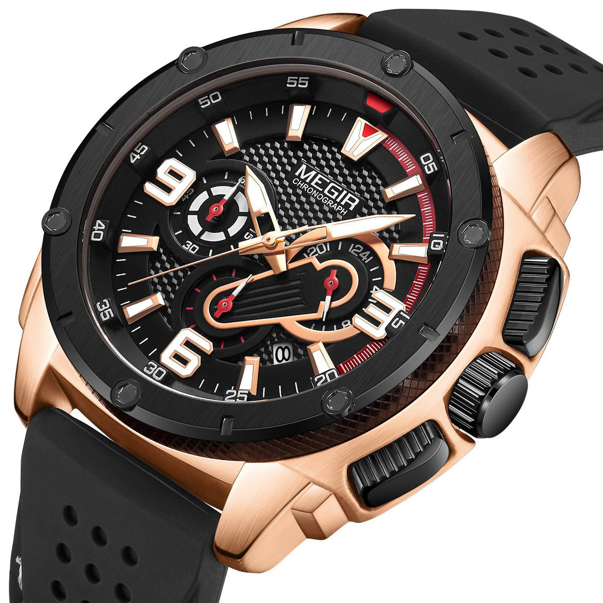 MEGIR Mens Watches Top Brand Luxury Silicone Sports Military Watch Waterproof Quartz Clock Men Chronograph Man Wristwatch 2147