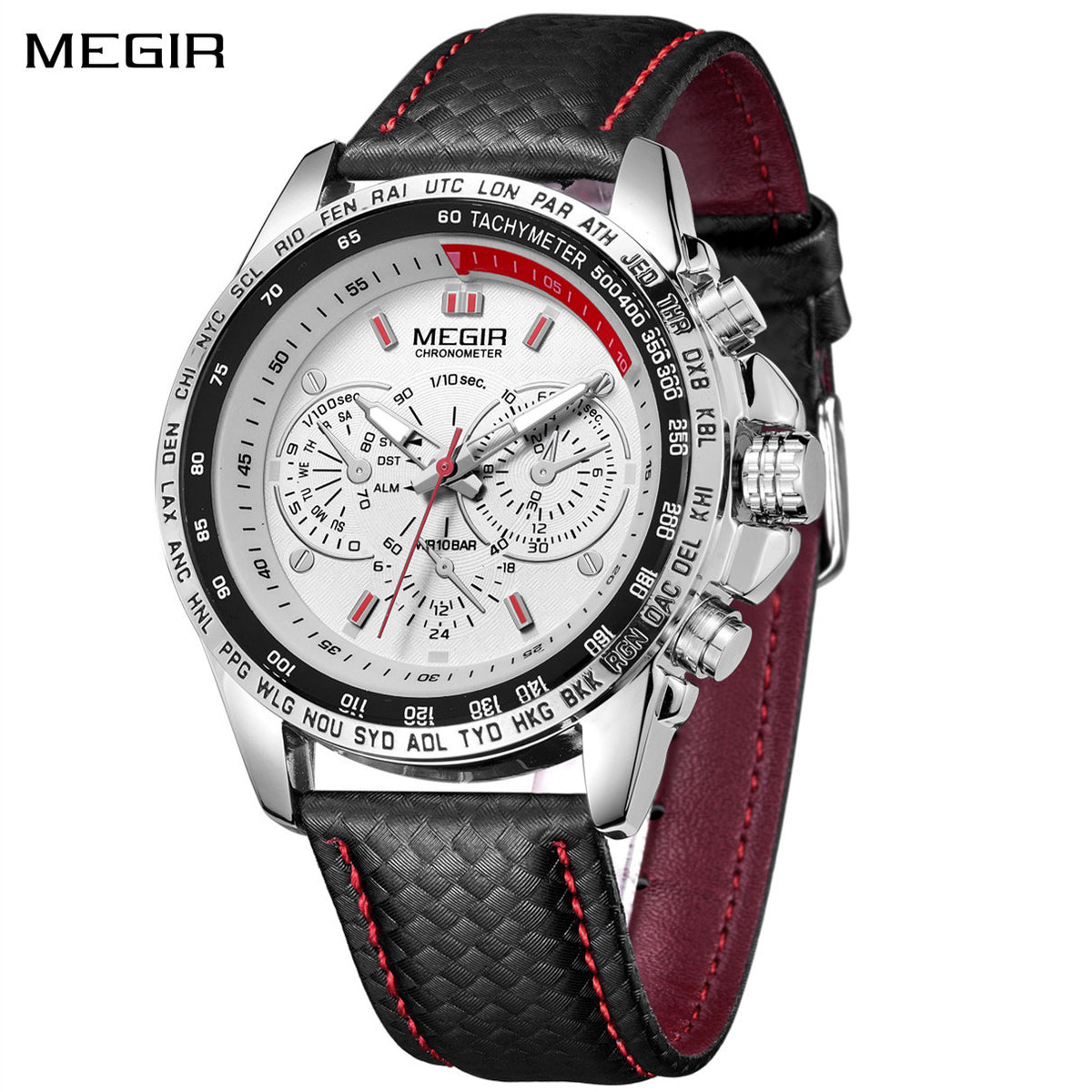 MEGIR Fashion Watches for Men Multifunction Sports Wristwatch Waterproof Quartz Watch Clock Leather Strap Relogio Masculino 1010