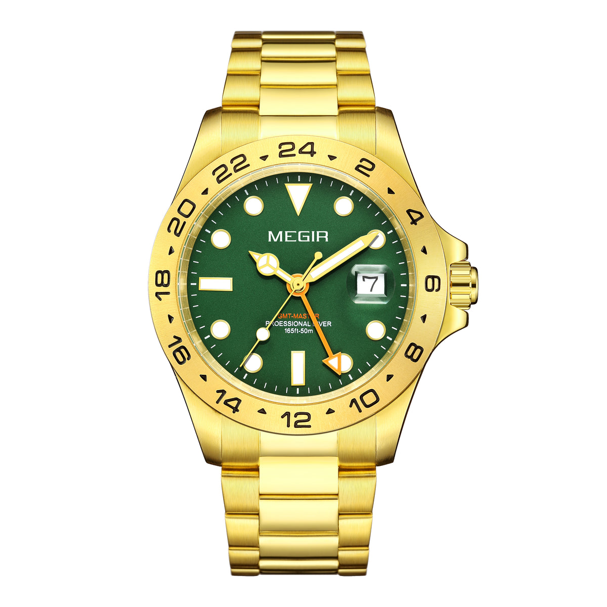 MEGIR Original Luxury Men Analogue Quartz Watch Luminous 5ATM Waterproof Business WristWatch Stainless Steel Clock Montre Homme 8404