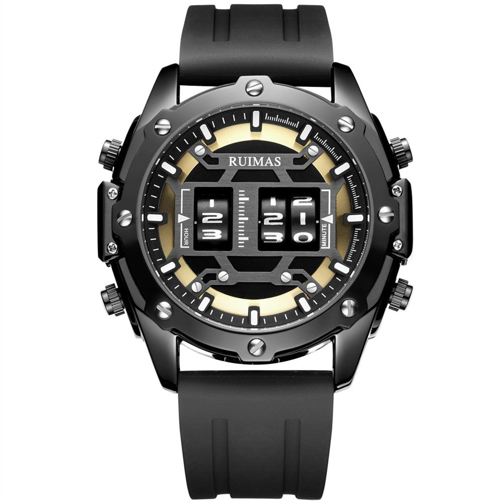 RUIMAS Mens Watches Roller Pointer Sports Quartz WristWatch Fashion Luxury Silicone Strap Waterproof Relogio Masculino 553
