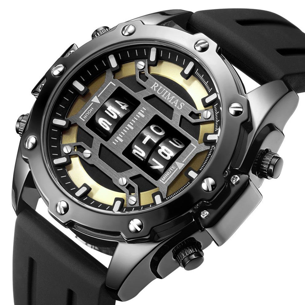 RUIMAS Mens Watches Roller Pointer Sports Quartz WristWatch Fashion Luxury Silicone Strap Waterproof Relogio Masculino 553