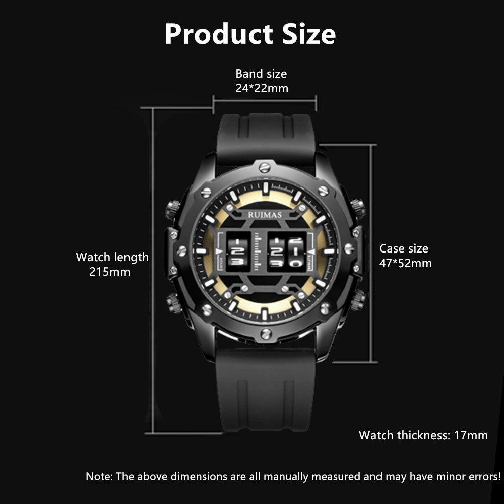 RUIMAS Mens Watches Roller Pointer Sports Quartz WristWatch Fashion Luxury Silicone Strap Waterproof Relogio Masculino 553