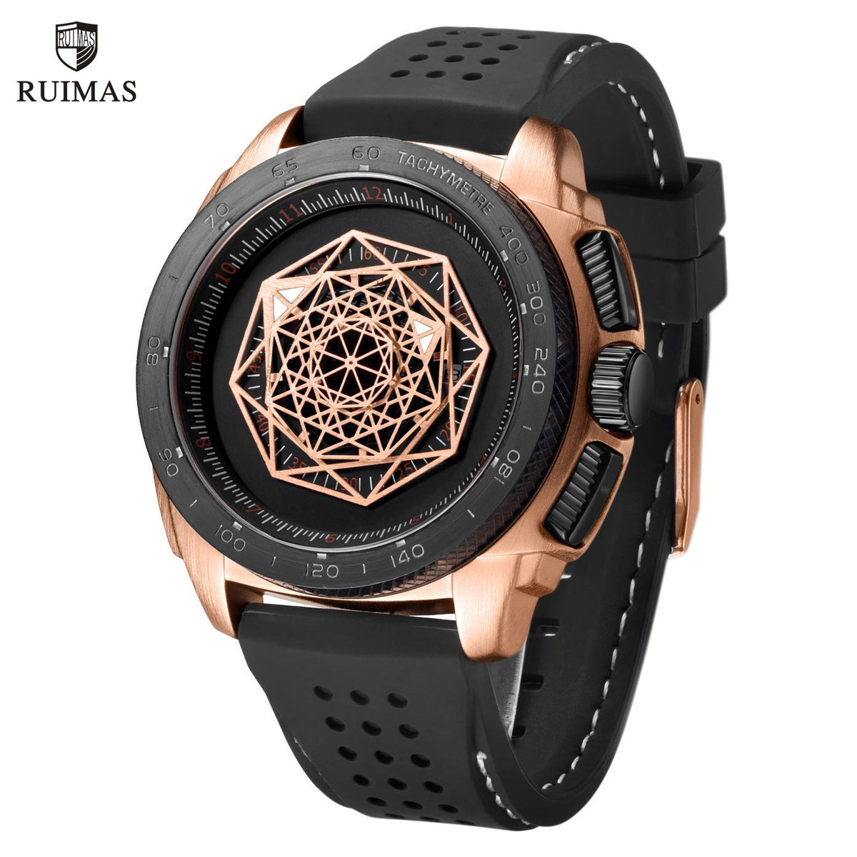 RUIMAS Men Silicone Band Quartz Casual Wrist Watches Large Dial Sport Military Watch Clock Luminous Waterproof Relogio Masculino 554