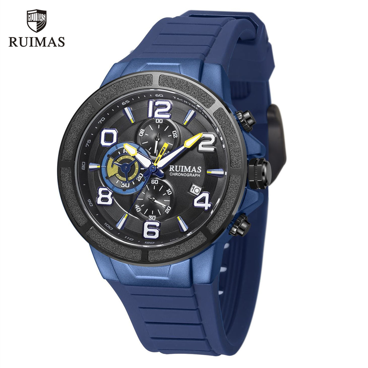 RUIMAS Chronograph Top Brand Luxury Quartz Watches for Men Waterproof Silicone Sports Clock Wristwatch Calendar Montre Homme 587