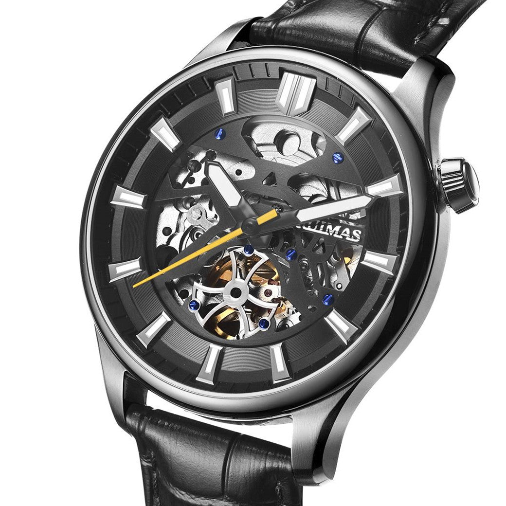 RUIMAS Men Mechanical Wristwatch Fashion Casual Leather Band Watch Luxury Sport Wrist Watch Chronograph Luminous Man Clock 6770