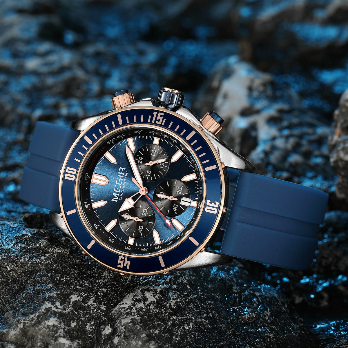 MEGIR Men Watch with Chronograph Fashion Quartz Military Waterproof Calendar Business Casual Wristwatches Clock Montre Homme 2226