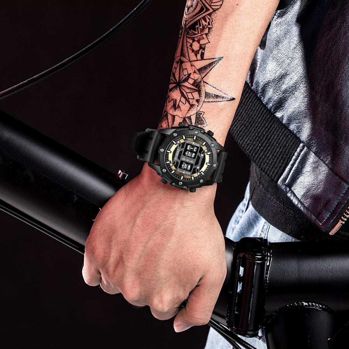 RUIMAS Mens Watches Roller Pointer Sports Quartz WristWatch Fashion Luxury Silicone Strap Waterproof Relogio Masculino 553