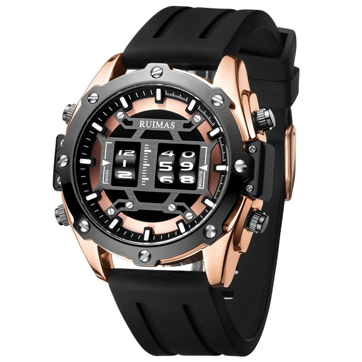 RUIMAS Mens Watches Roller Pointer Sports Quartz WristWatch Fashion Luxury Silicone Strap Waterproof Relogio Masculino 553