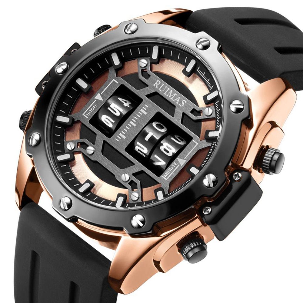 RUIMAS Mens Watches Roller Pointer Sports Quartz WristWatch Fashion Luxury Silicone Strap Waterproof Relogio Masculino 553
