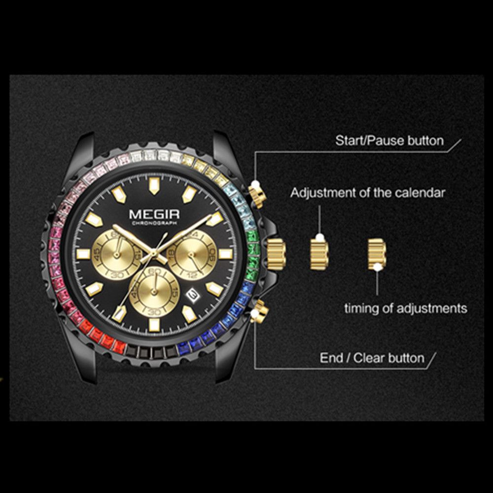 MEGIR Men Watches Luxury Military Quartz Wristwatch Waterproof Stainless Steel Strap Business Watch Chronograph Date Clock Relogio Masculino 2227