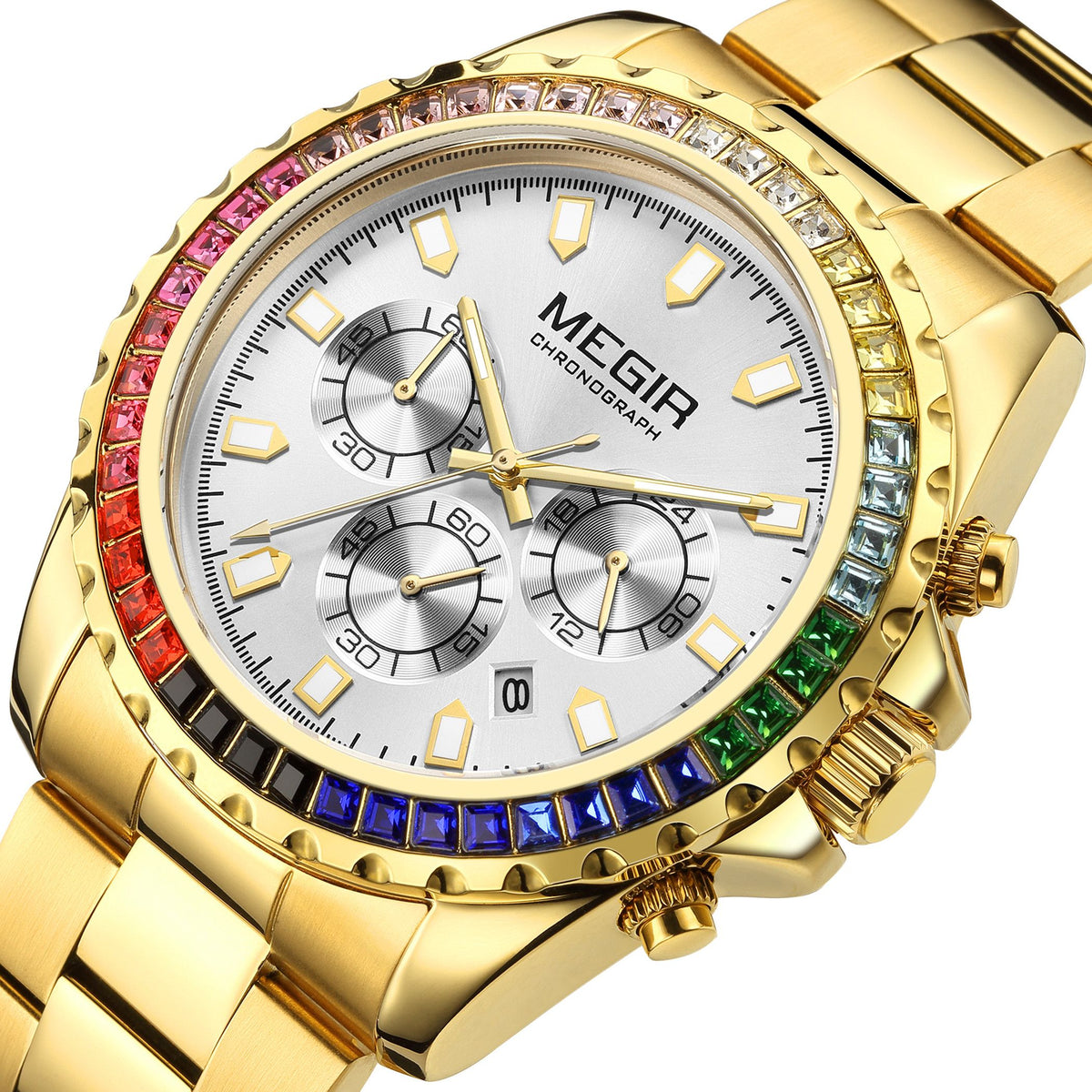 MEGIR Men Watches Luxury Military Quartz Wristwatch Waterproof Stainless Steel Strap Business Watch Chronograph Date Clock Relogio Masculino 2227