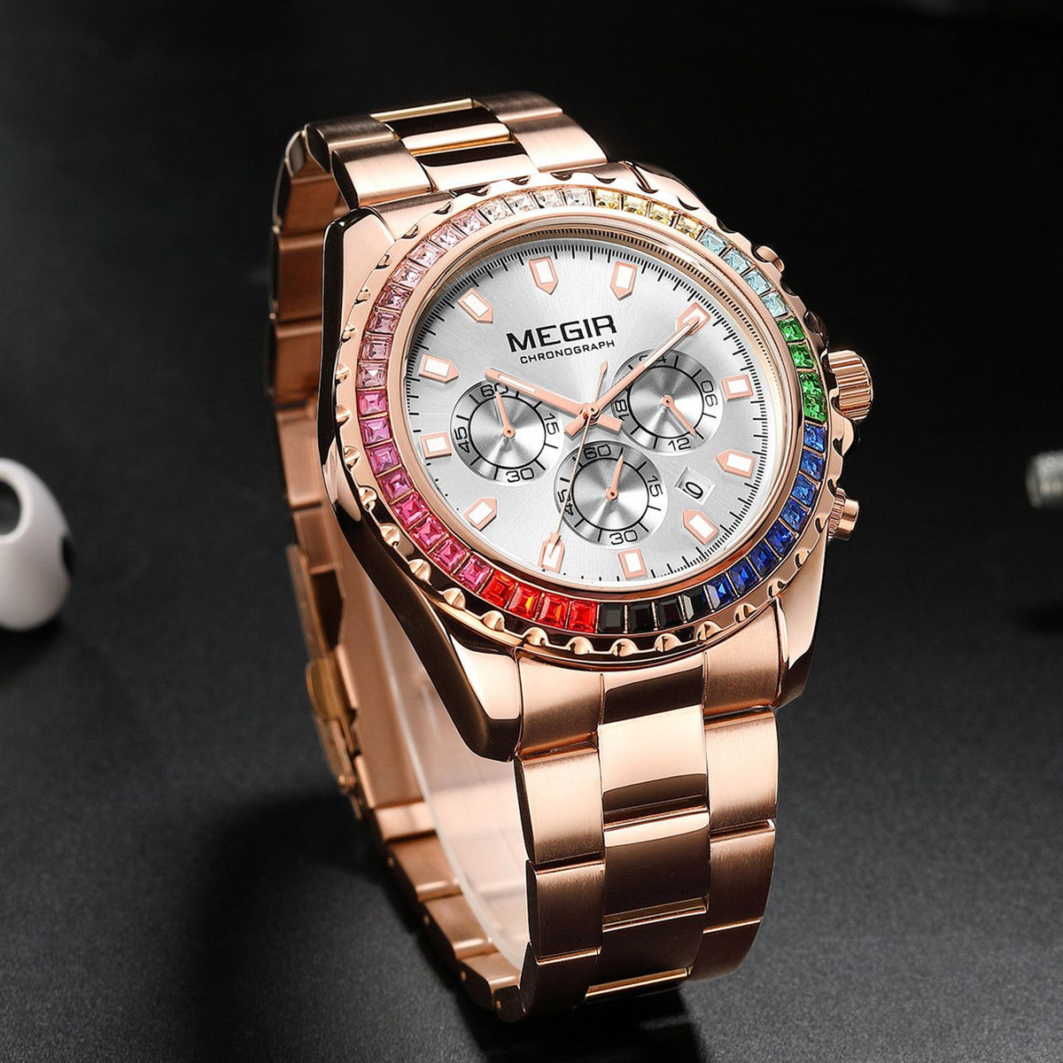 MEGIR Men Watches Luxury Military Quartz Wristwatch Waterproof Stainless Steel Strap Business Watch Chronograph Date Clock Relogio Masculino 2227