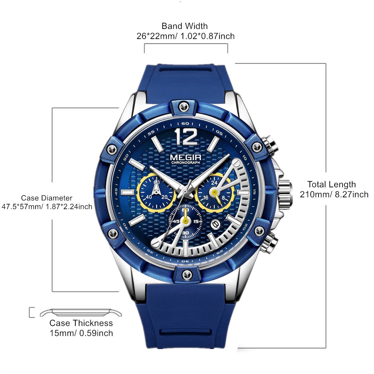 MEGIR Fashion Men Watches Silicone Strap Sport Military Watch Chronograph Waterproof Male Wristwatch Clock Montre Homme 2083