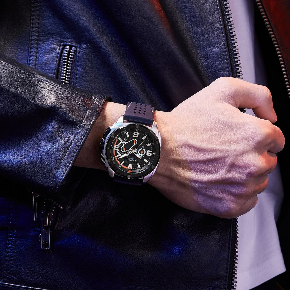 MEGIR Mens Watches Top Brand Luxury Silicone Sports Military Watch Waterproof Quartz Clock Men Chronograph Man Wristwatch 2147