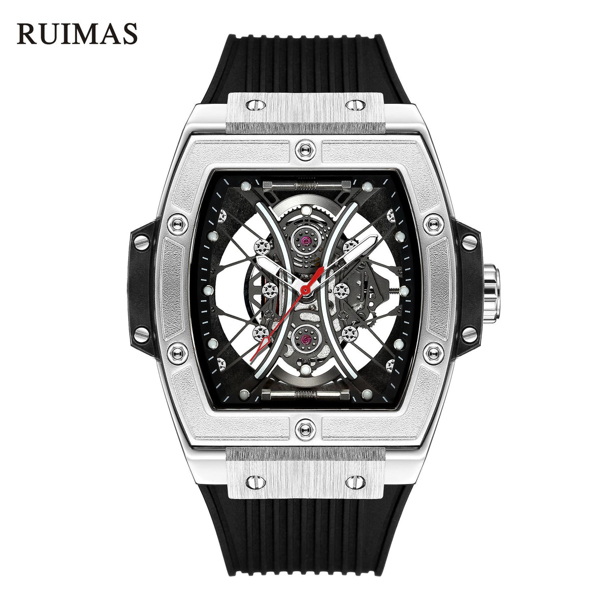RUIMAS Quartz Sport Watches for Man Hollow Out Fashion Men Wristwatch 3ATM Waterproof Silicone Strap Clock Relogio Masculino 334