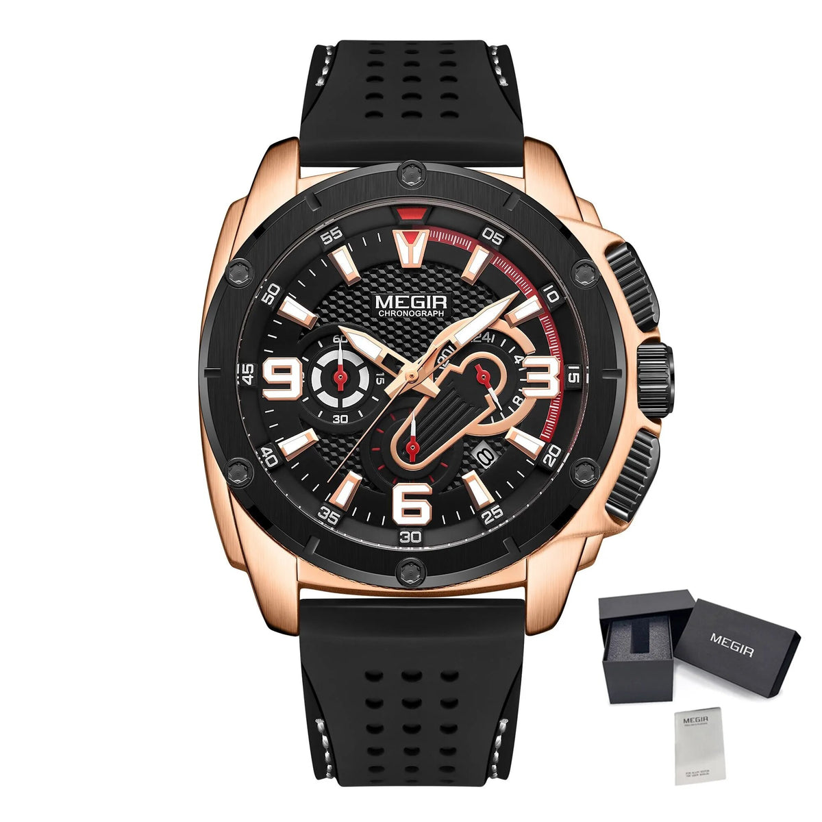 MEGIR Mens Watches Top Brand Luxury Silicone Sports Military Watch Waterproof Quartz Clock Men Chronograph Man Wristwatch 2147