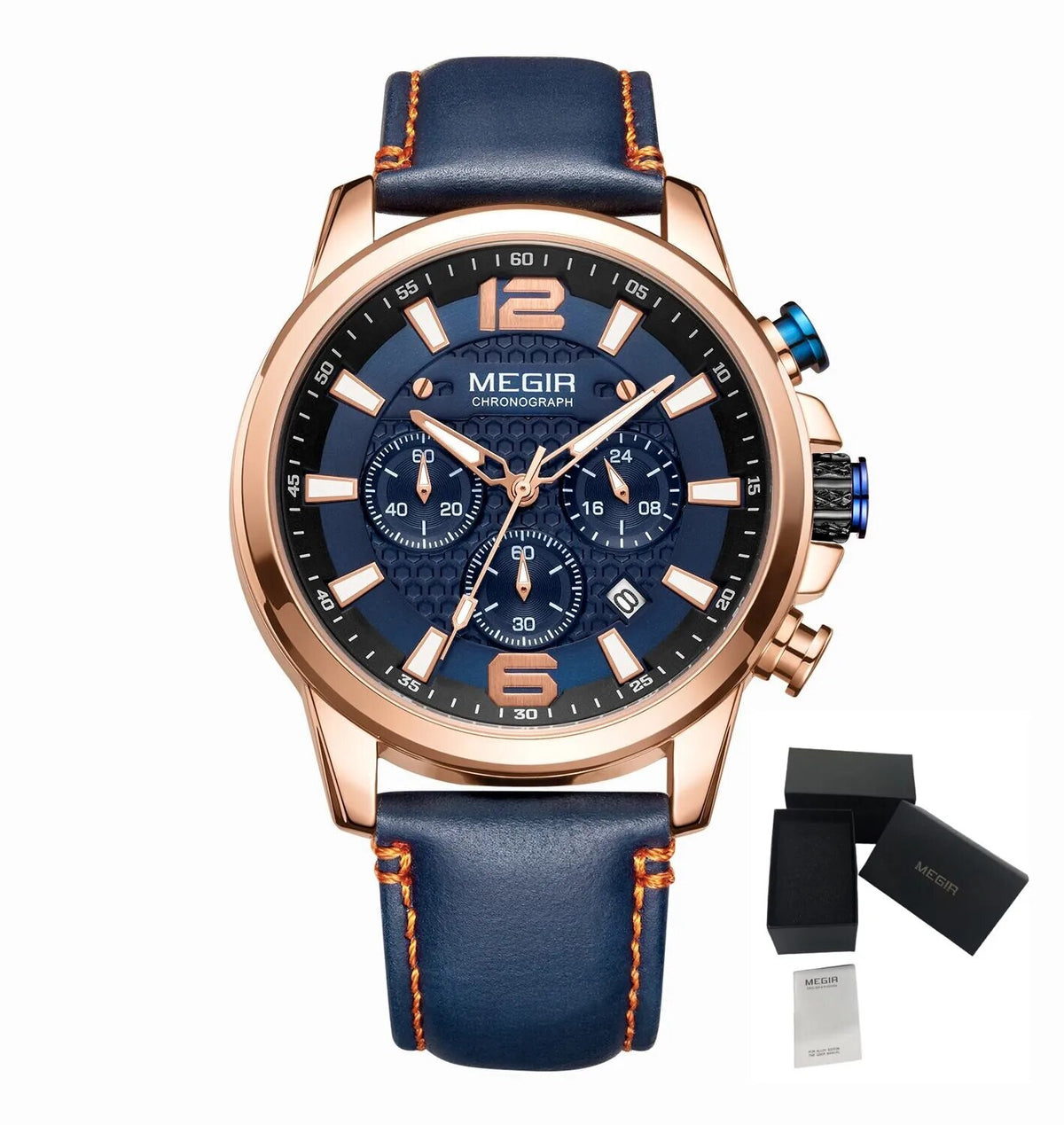MEGIR Luxury Business Men Watch Fashion Quartz Sport Chronograph Luminous Waterproof Calendar Stainless Steel Male Wristwatch 2156