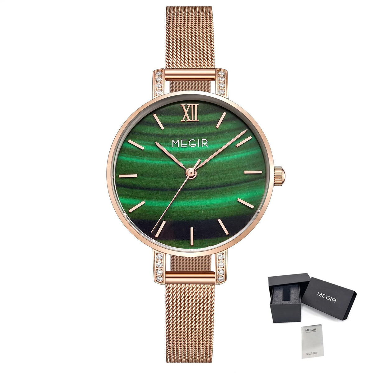 MEGIR Fashion Quartz Women Bracelet Watches Luxury Casual Ladies Dress Clock Female Steel Mesh Band Wristwatch Relogio Feminino 7002