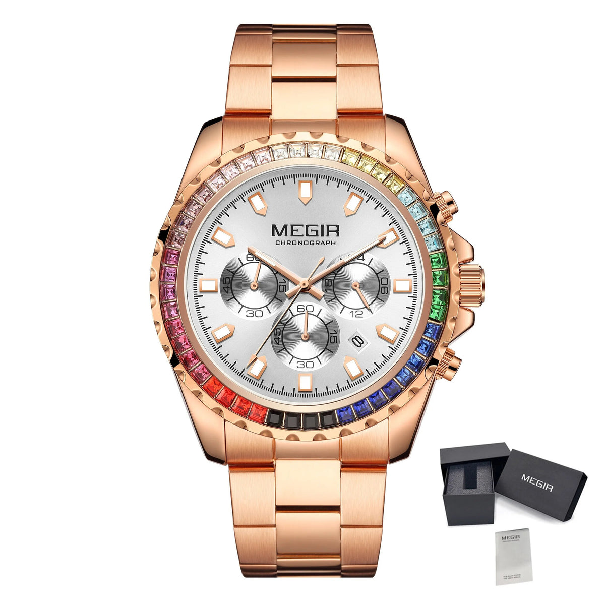 MEGIR Men Watches Luxury Military Quartz Wristwatch Waterproof Stainless Steel Strap Business Watch Chronograph Date Clock Relogio Masculino 2227