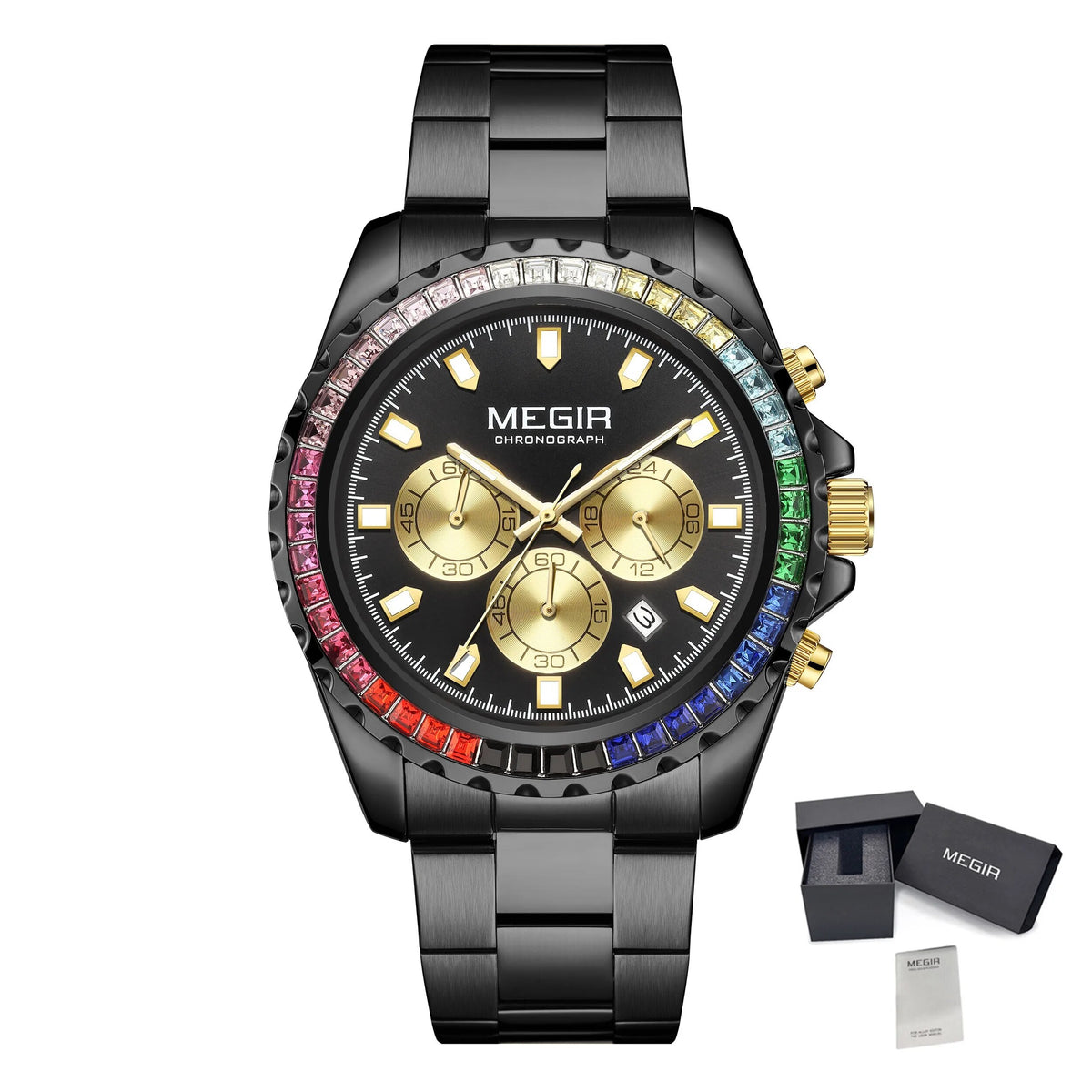 MEGIR Men Watches Luxury Military Quartz Wristwatch Waterproof Stainless Steel Strap Business Watch Chronograph Date Clock Relogio Masculino 2227