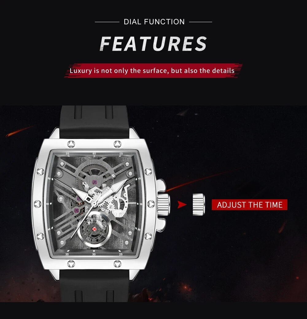 RUIMAS Luxury Fashion Men Sports Quartz Wrist Watches Waterproof Luminous Large Dial Casual Wristwatch Silicone Montre Homme 310