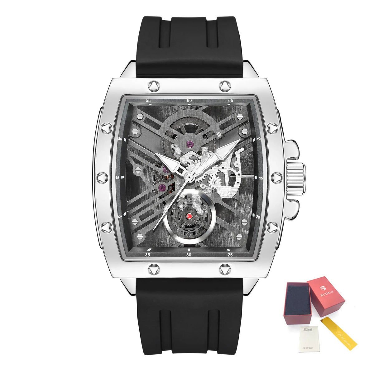 RUIMAS Luxury Fashion Men Sports Quartz Wrist Watches Waterproof Luminous Large Dial Casual Wristwatch Silicone Montre Homme 310