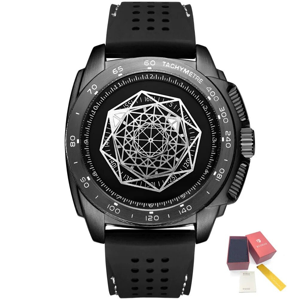 RUIMAS Men Silicone Band Quartz Casual Wrist Watches Large Dial Sport Military Watch Clock Luminous Waterproof Relogio Masculino 554