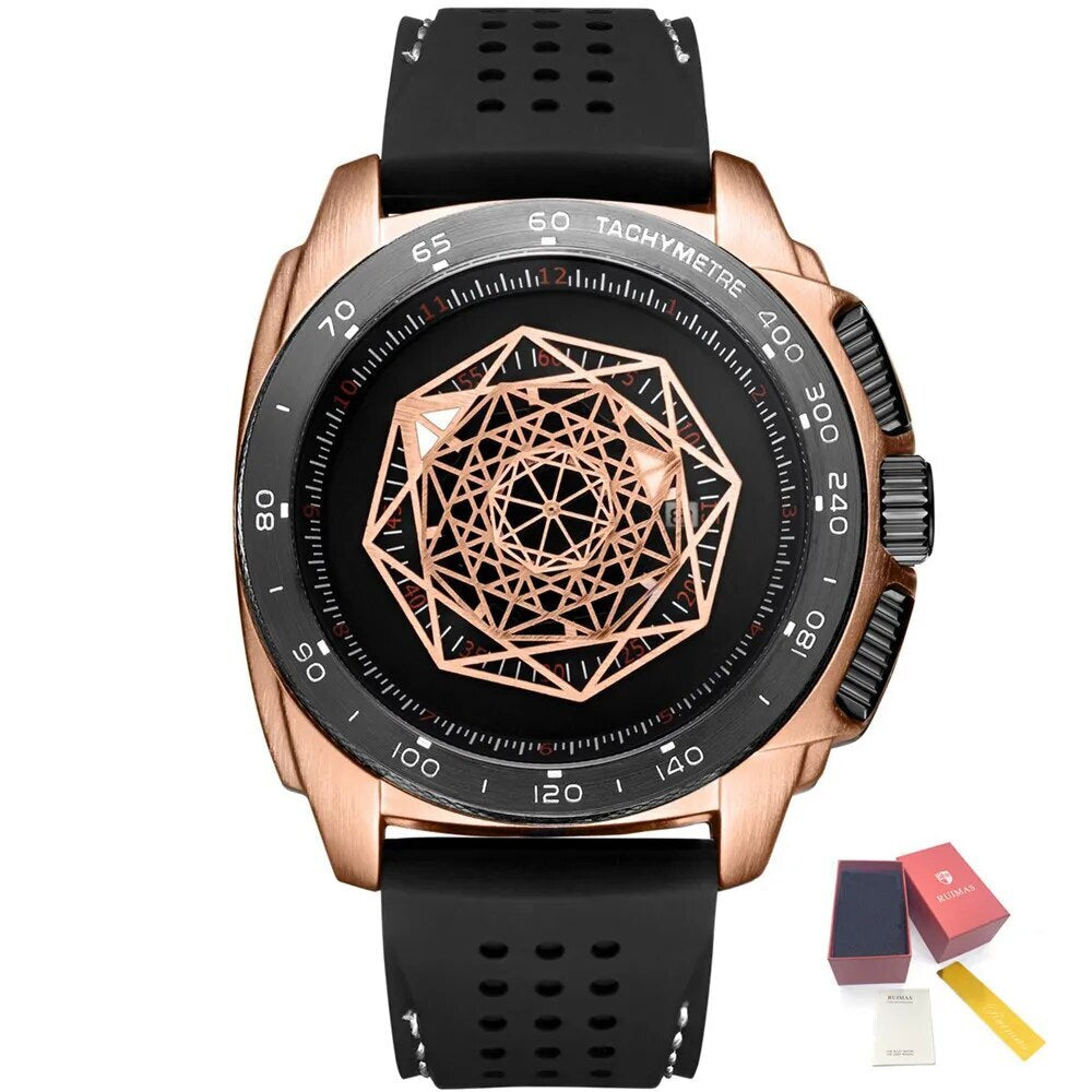 RUIMAS Men Silicone Band Quartz Casual Wrist Watches Large Dial Sport Military Watch Clock Luminous Waterproof Relogio Masculino 554