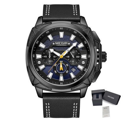 MEGIR Relogio Masculino Watches Men Fashion Leather Band Sports Military Watches Luxury Quartz Business Wristwatch Reloj Hombre 2128