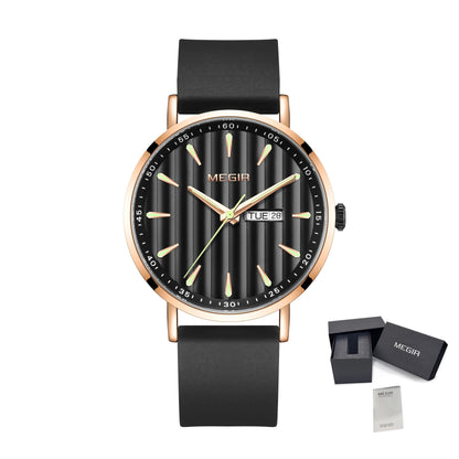 MEGIR Luxury Big Dial Mens Watch Fashion Quartz Casual Sport Wristwatch for Men Waterproof Week Date Display Clock Reloj Hombre 1081
