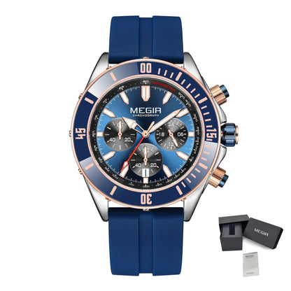 MEGIR Men Watch with Chronograph Fashion Quartz Military Waterproof Calendar Business Casual Wristwatches Clock Montre Homme 2226