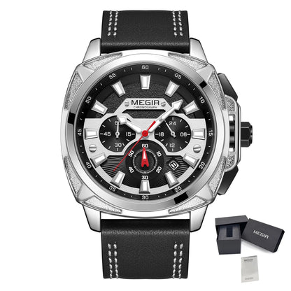 MEGIR Relogio Masculino Watches Men Fashion Leather Band Sports Military Watches Luxury Quartz Business Wristwatch Reloj Hombre 2128