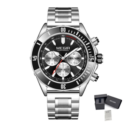 MEGIR Men Watch with Chronograph Fashion Quartz Military Waterproof Calendar Business Casual Wristwatches Clock Montre Homme 2226