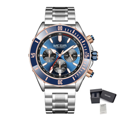 MEGIR Men Watch with Chronograph Fashion Quartz Military Waterproof Calendar Business Casual Wristwatches Clock Montre Homme 2226