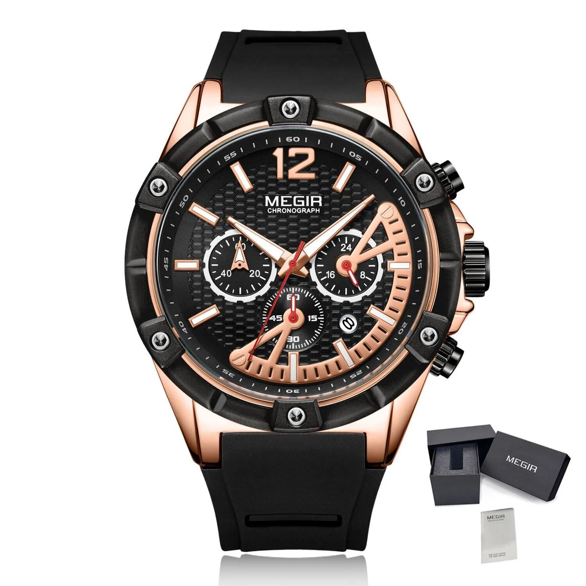 MEGIR Fashion Men Watches Silicone Strap Sport Military Watch Chronograph Waterproof Male Wristwatch Clock Montre Homme 2083