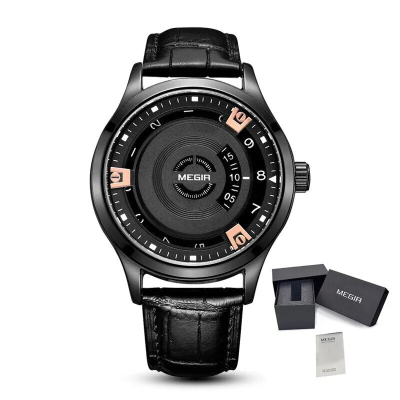 MEGIR Mens Watches Top Brand Luxury Leather Sport Military Watches Male Clock Waterproof Fashion Casual Quartz Wristwatch 1067