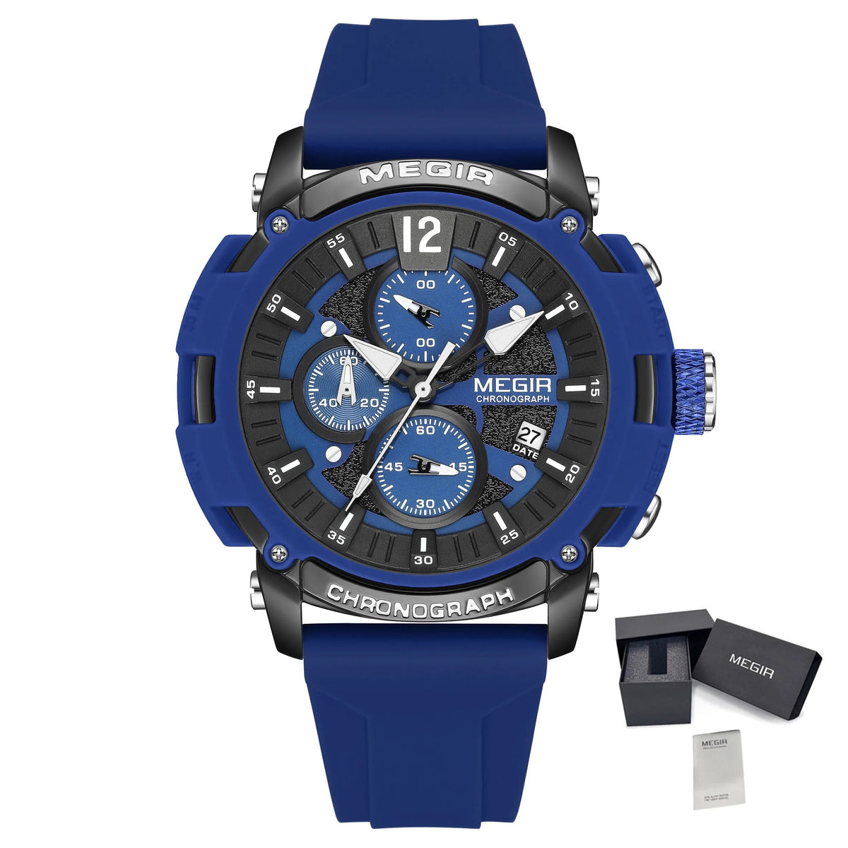 MEGIR Fashion Military Watch for Men Silicone Strap Sport Quartz Chronograph Waterproof Male Clock Wristwatch Reloj Hombre 2208