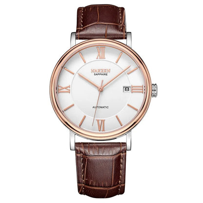 NAKZEN 7002 Men Business Automatic Mechanical Watches Brand Luxury Leather Man Wrist Watch Male Clock Relogio Masculino Miyota 9015