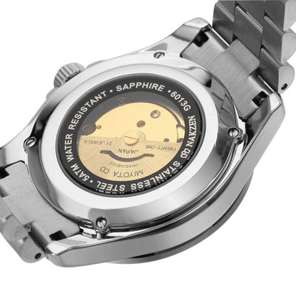NAKZEN Men Japan NH35 Movement Automatic Mechanical Watch Elegant Diamond Stainless Steel Bracelet Watches Relogio Masculino 6013