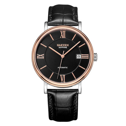 NAKZEN 7002 Men Business Automatic Mechanical Watches Brand Luxury Leather Man Wrist Watch Male Clock Relogio Masculino Miyota 9015