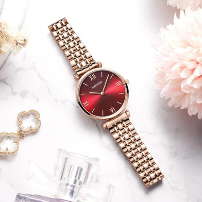 NAKZEN Luxury Crystal Watch Women Waterproof Rose Gold Steel Strap Ladies Wrist Watches Top Brand Bracelet Clock Relogio Feminino 4153