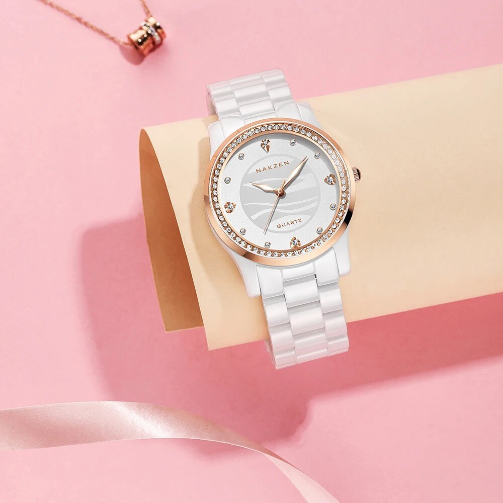 NAKZEN New Design Women Watches Elegant Ceramics Reloj Mujer Japanese Quartz Movement Clock for Ladies Luxury Relogio Feminino 1023