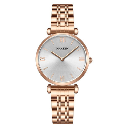 NAKZEN Luxury Crystal Watch Women Waterproof Rose Gold Steel Strap Ladies Wrist Watches Top Brand Bracelet Clock Relogio Feminino 4153