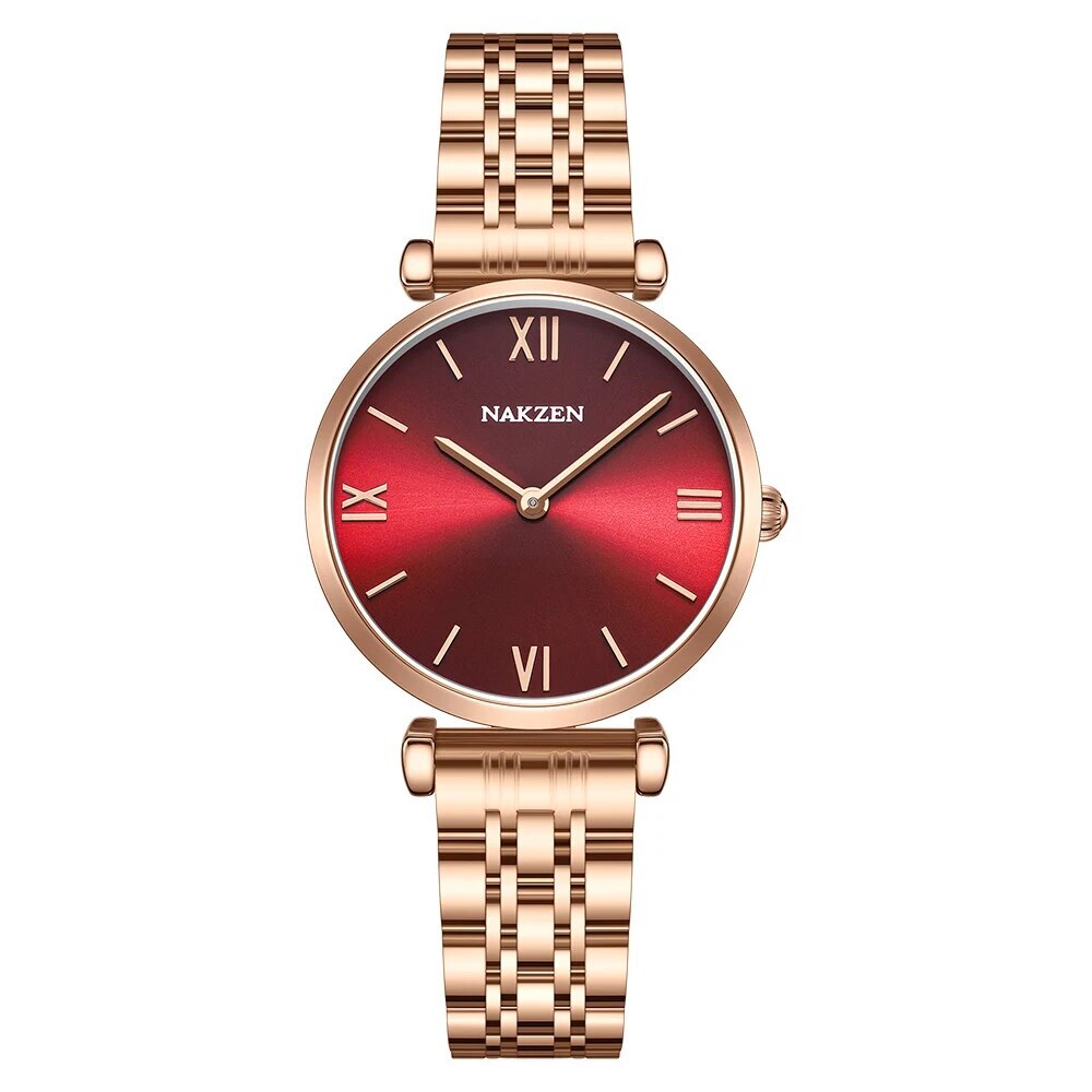NAKZEN Luxury Crystal Watch Women Waterproof Rose Gold Steel Strap Ladies Wrist Watches Top Brand Bracelet Clock Relogio Feminino 4153