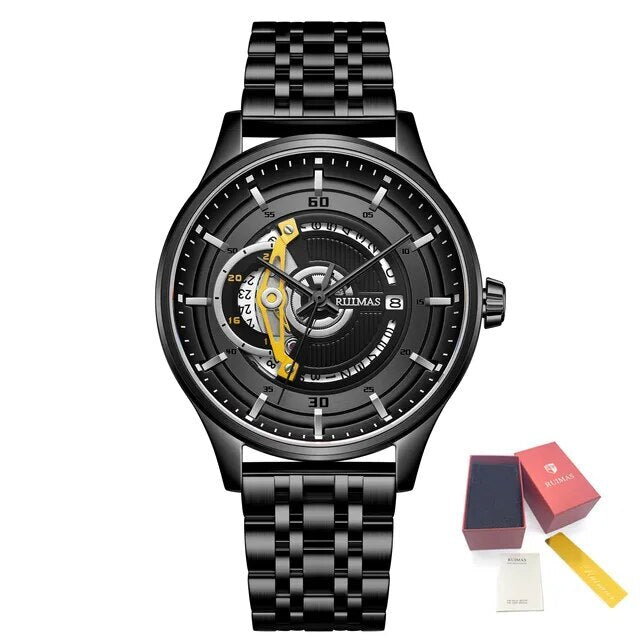 RUIMAS Luxury Business Watches for Mens Fashion Stainless Steel Automatic Mechanical Watch Waterproof Date Wristwatch Clock 6786